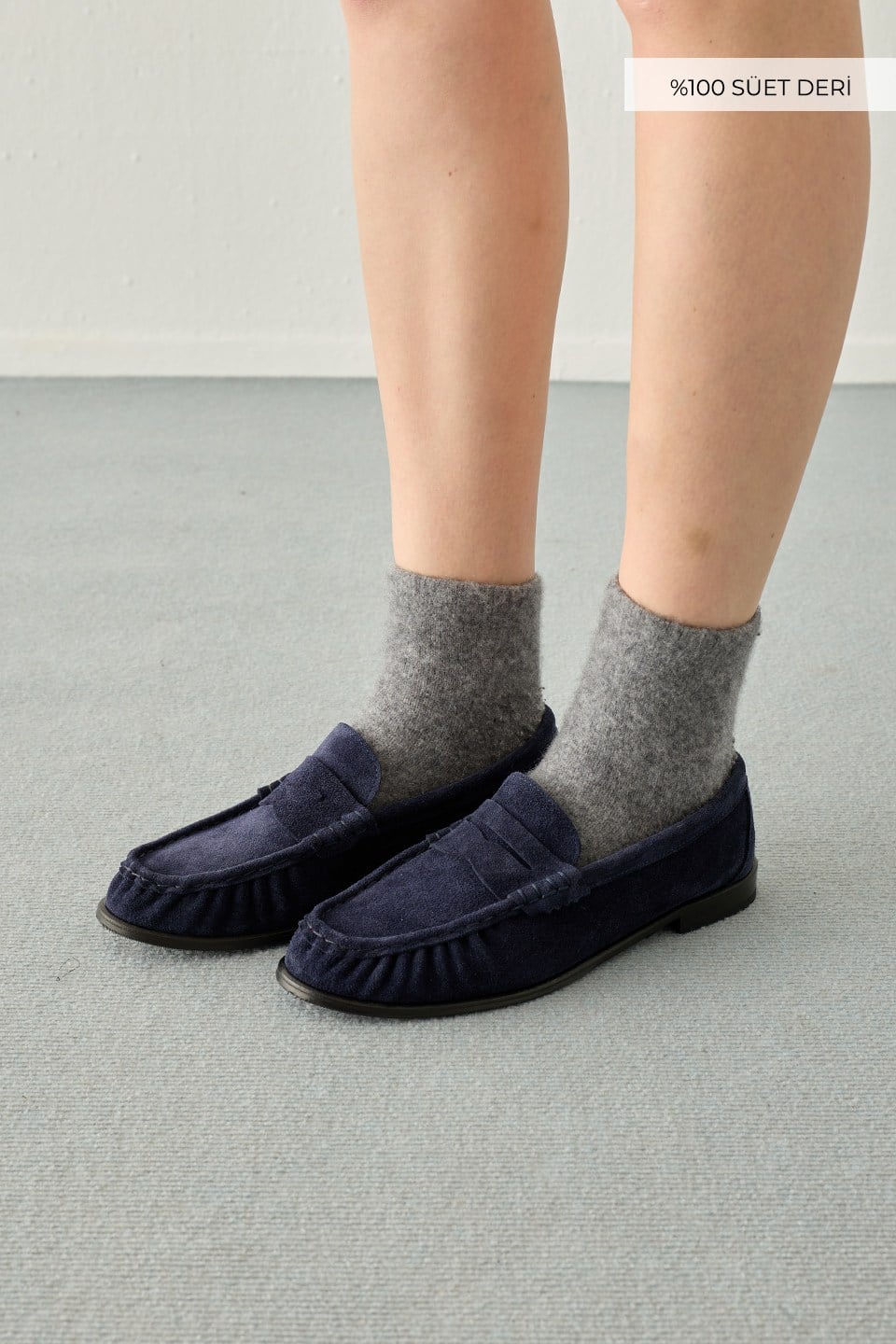 Lacivert Süet Loafer Ayakkabı
