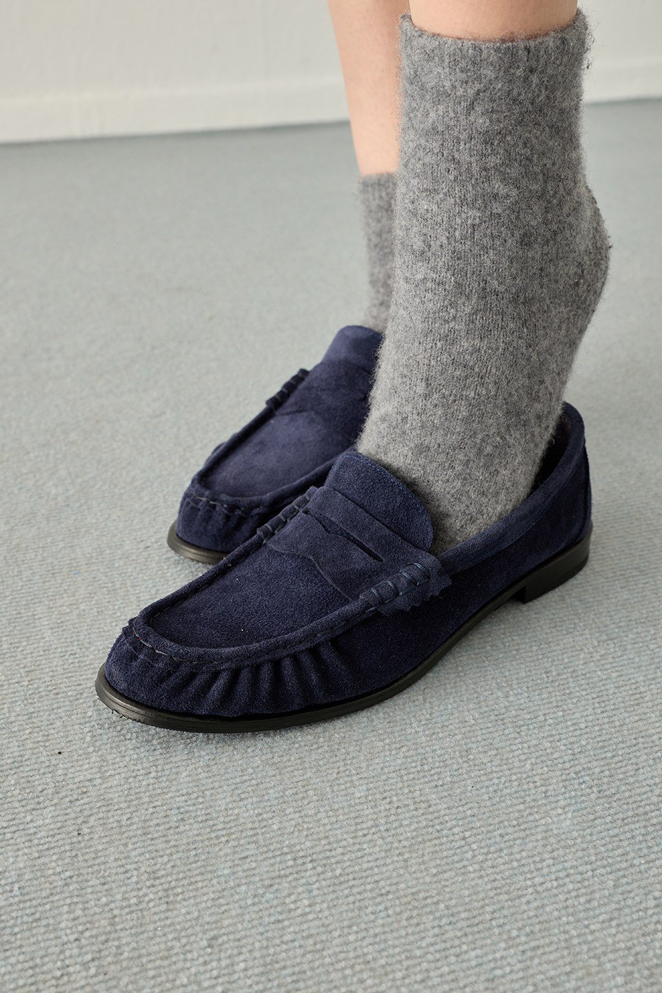 Lacivert Süet Loafer Ayakkabı