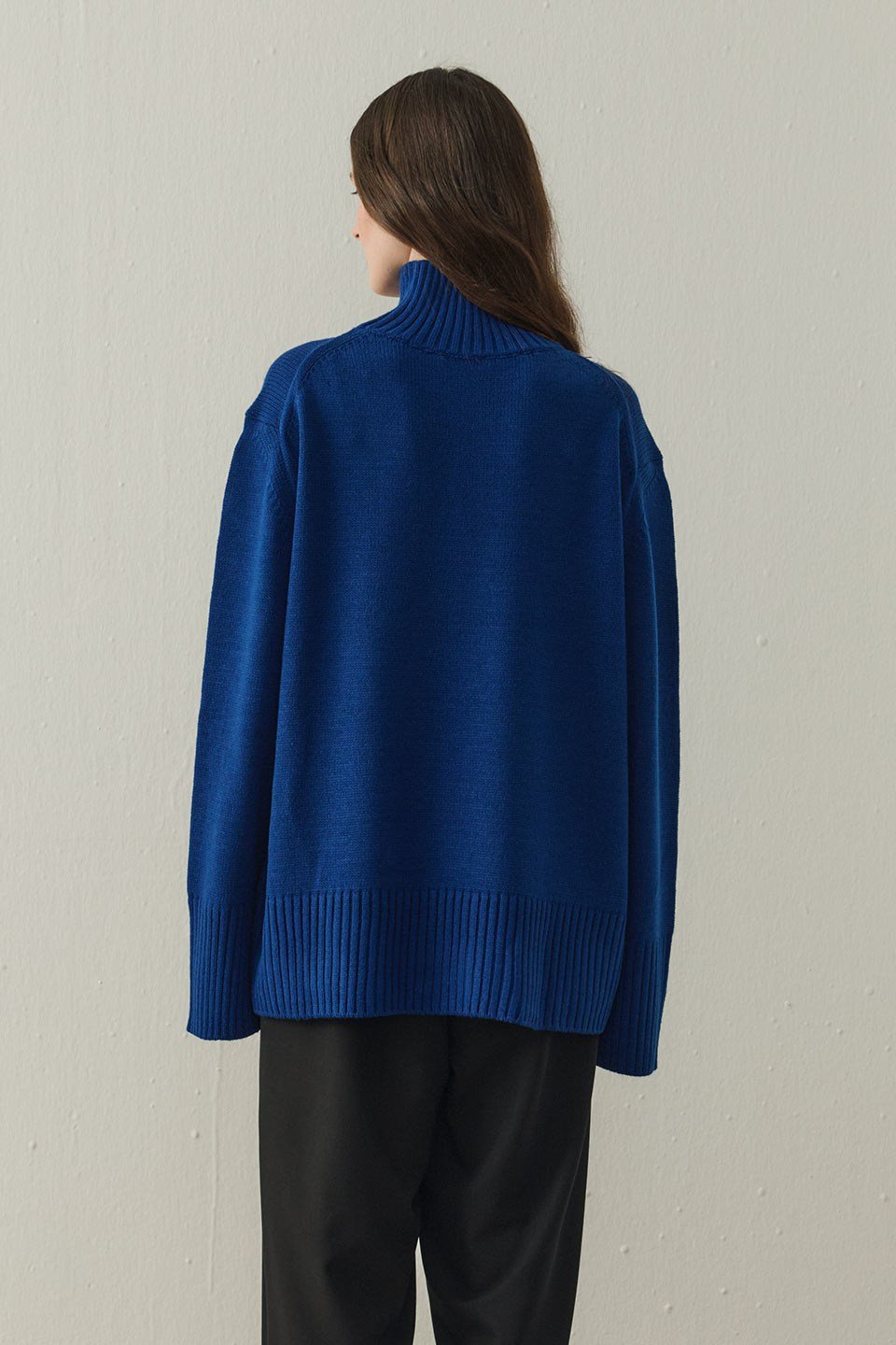 Saks Mavi Arden Oversize Boğazlı Triko Kazak