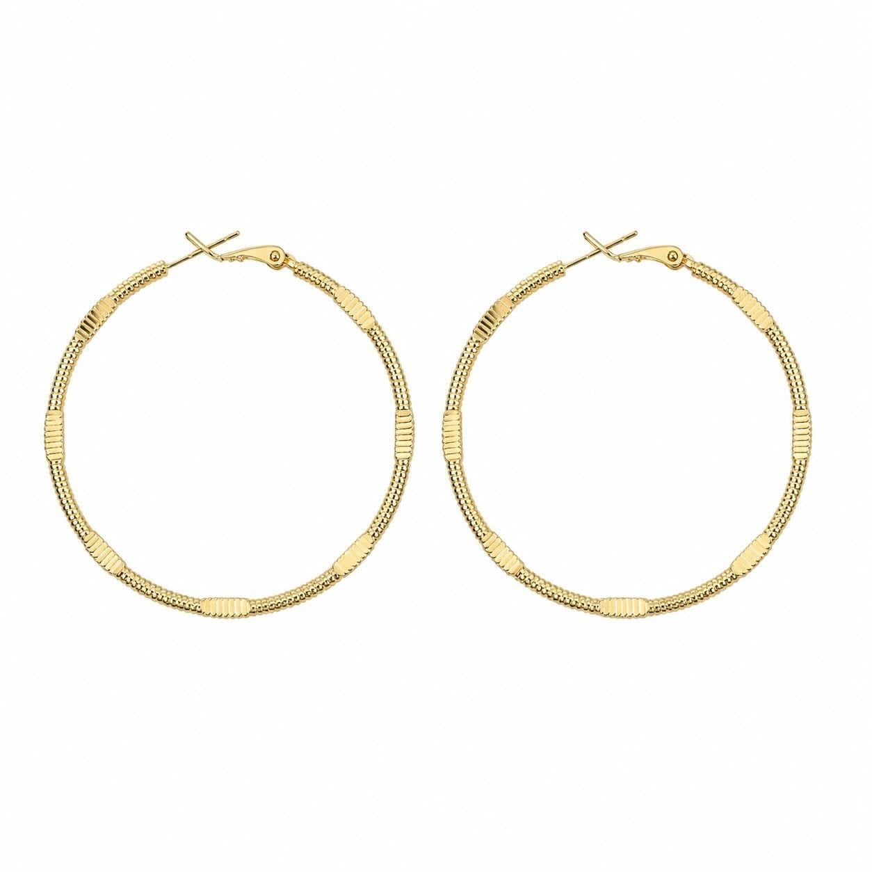 14k Altın Kaplama Halka Küpe - 4 cm