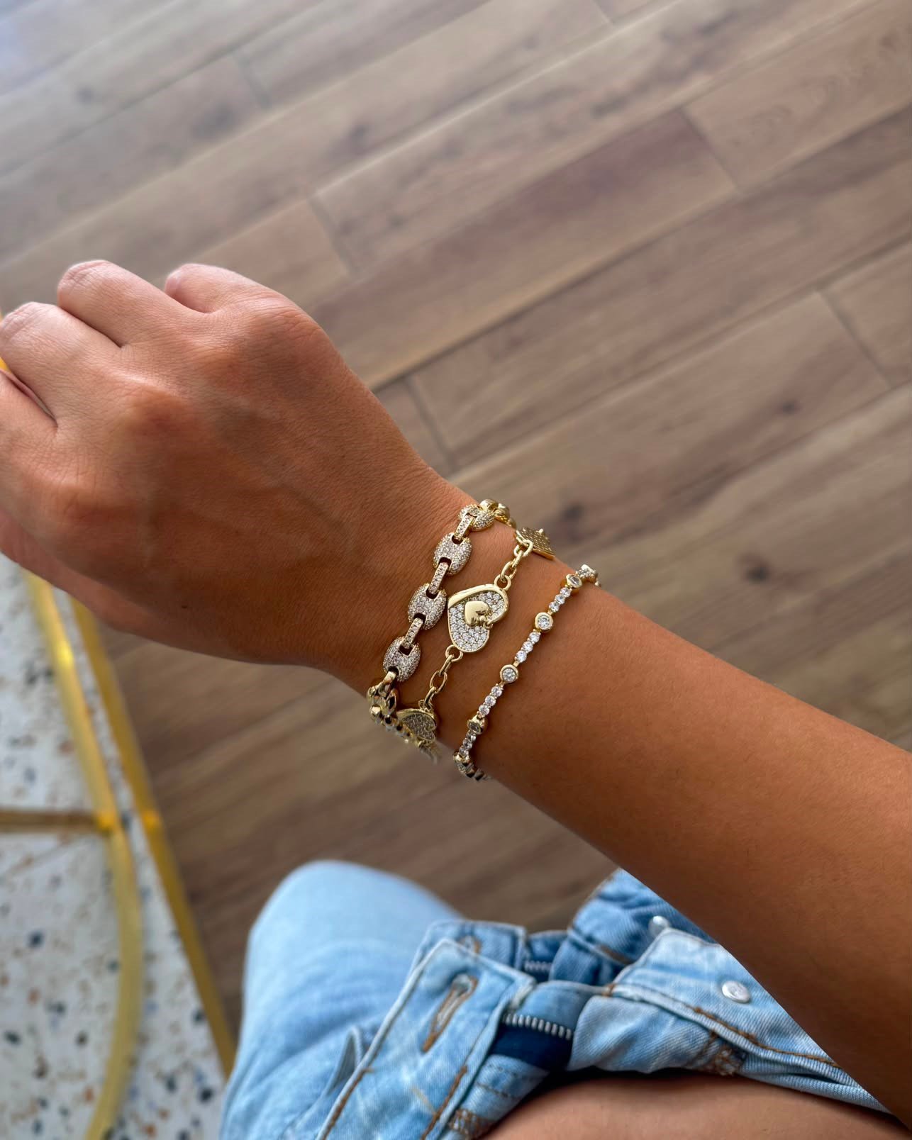 14k Altın Kaplama Kalp Taşlı Kalp Künye