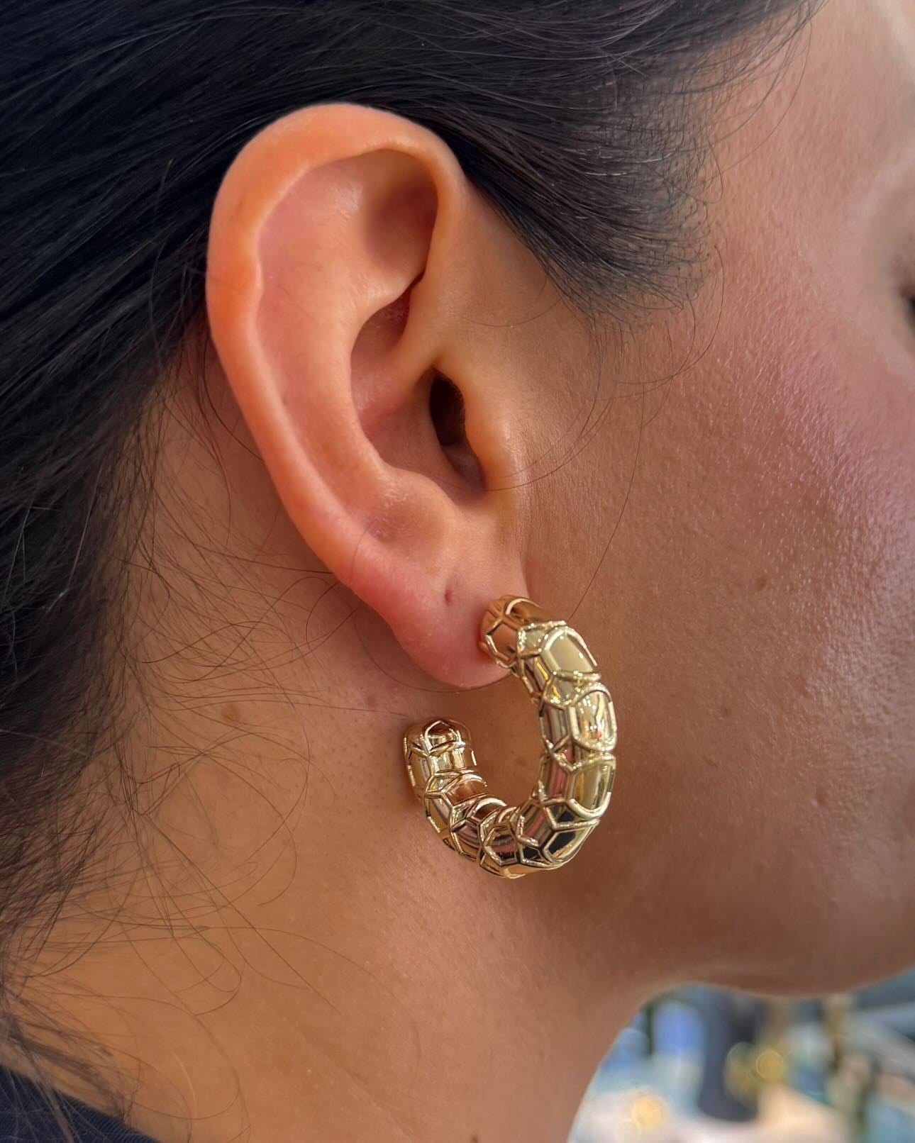 14K Gold Halka Dokulu  Küpe