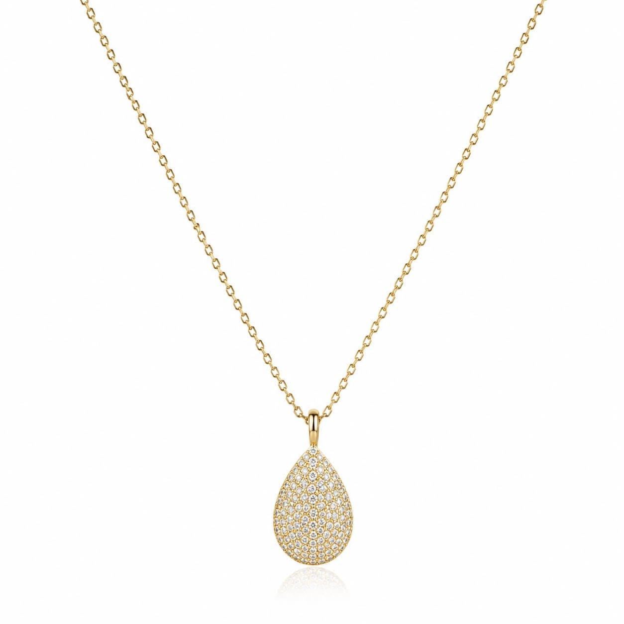 14k Gold Taşlı Damla Kolye (45cm)
