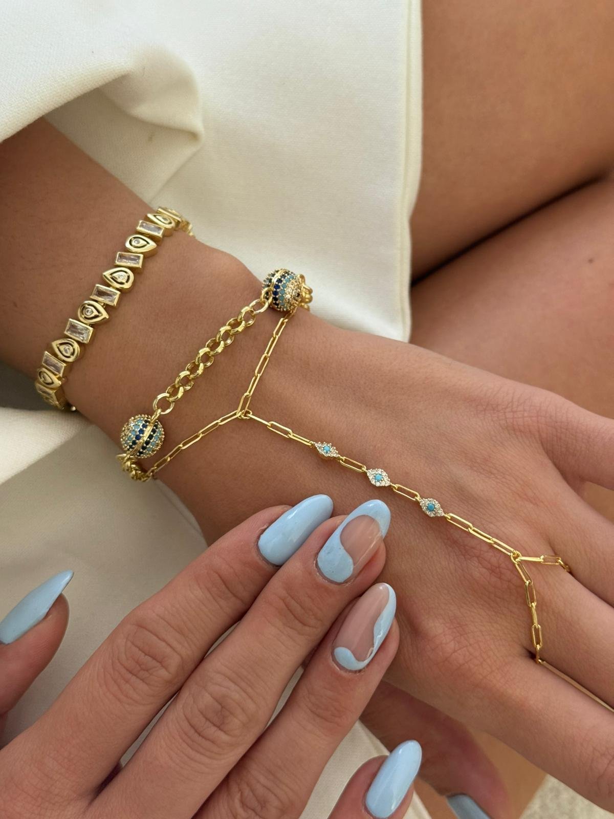14k Gold Üç Nazar Bileklik