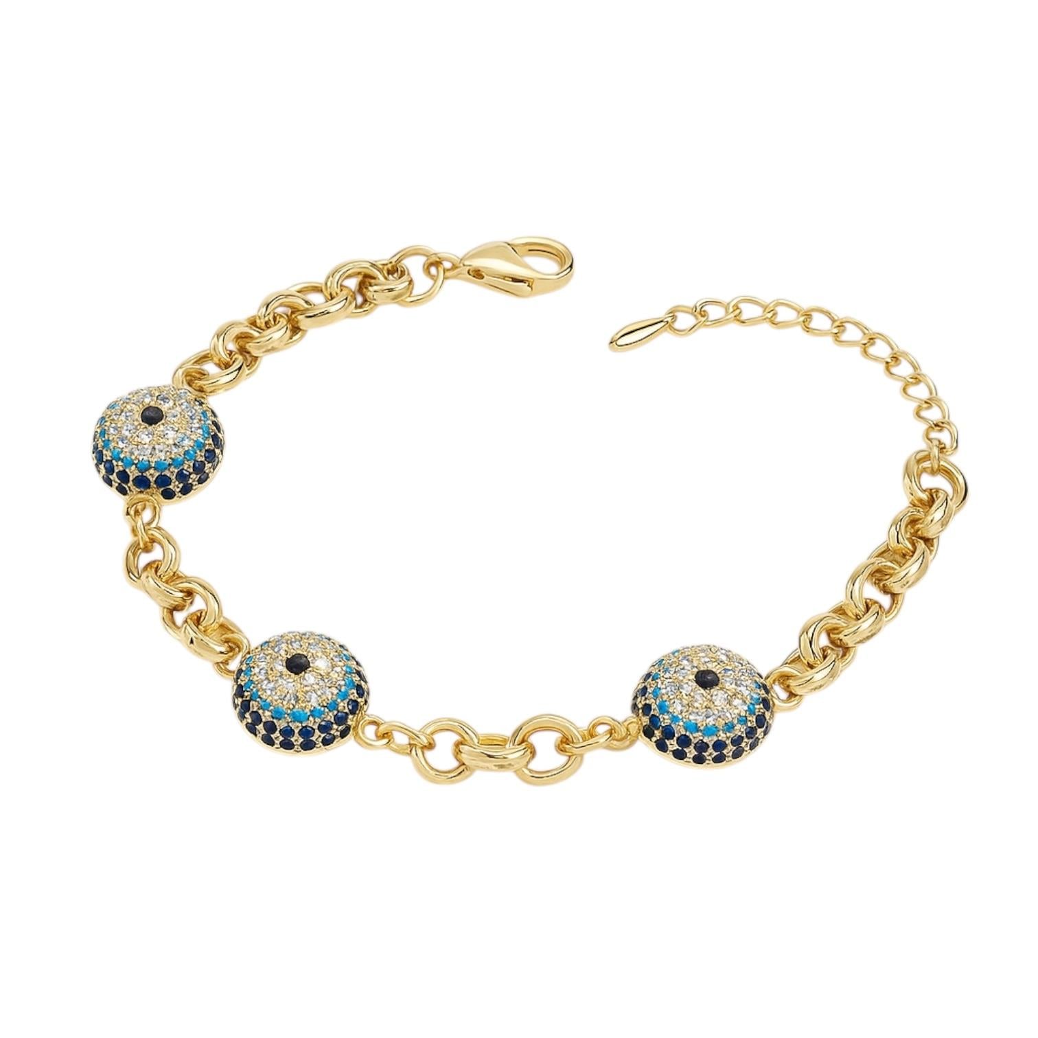 14k Gold Üç Nazar Bileklik