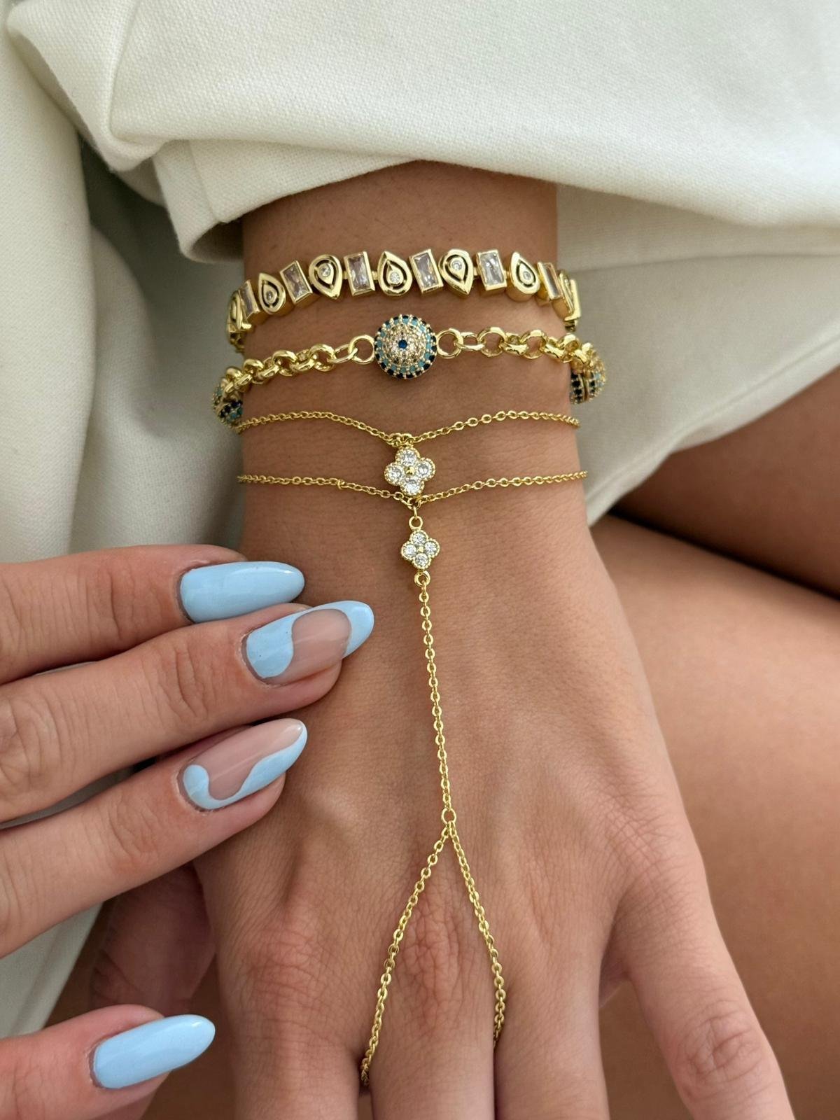 14k Gold Üç Nazar Bileklik