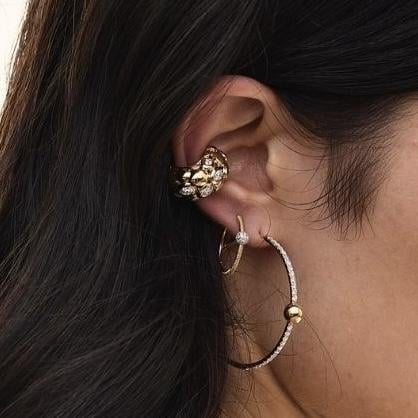 Altın Kaplama Rain Çiçek Earcuff