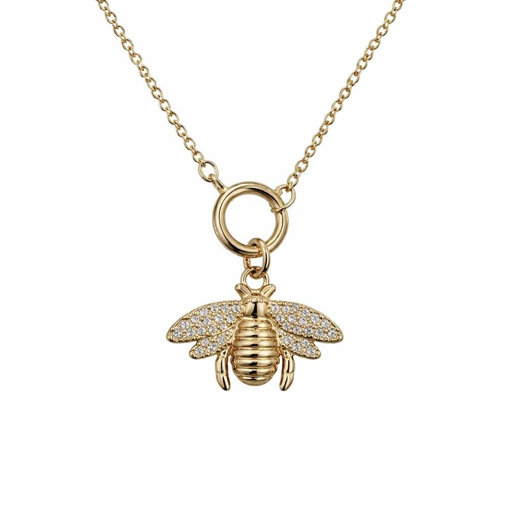 Arı Figürlü 14K Gold Kadın Kolye (43cm)