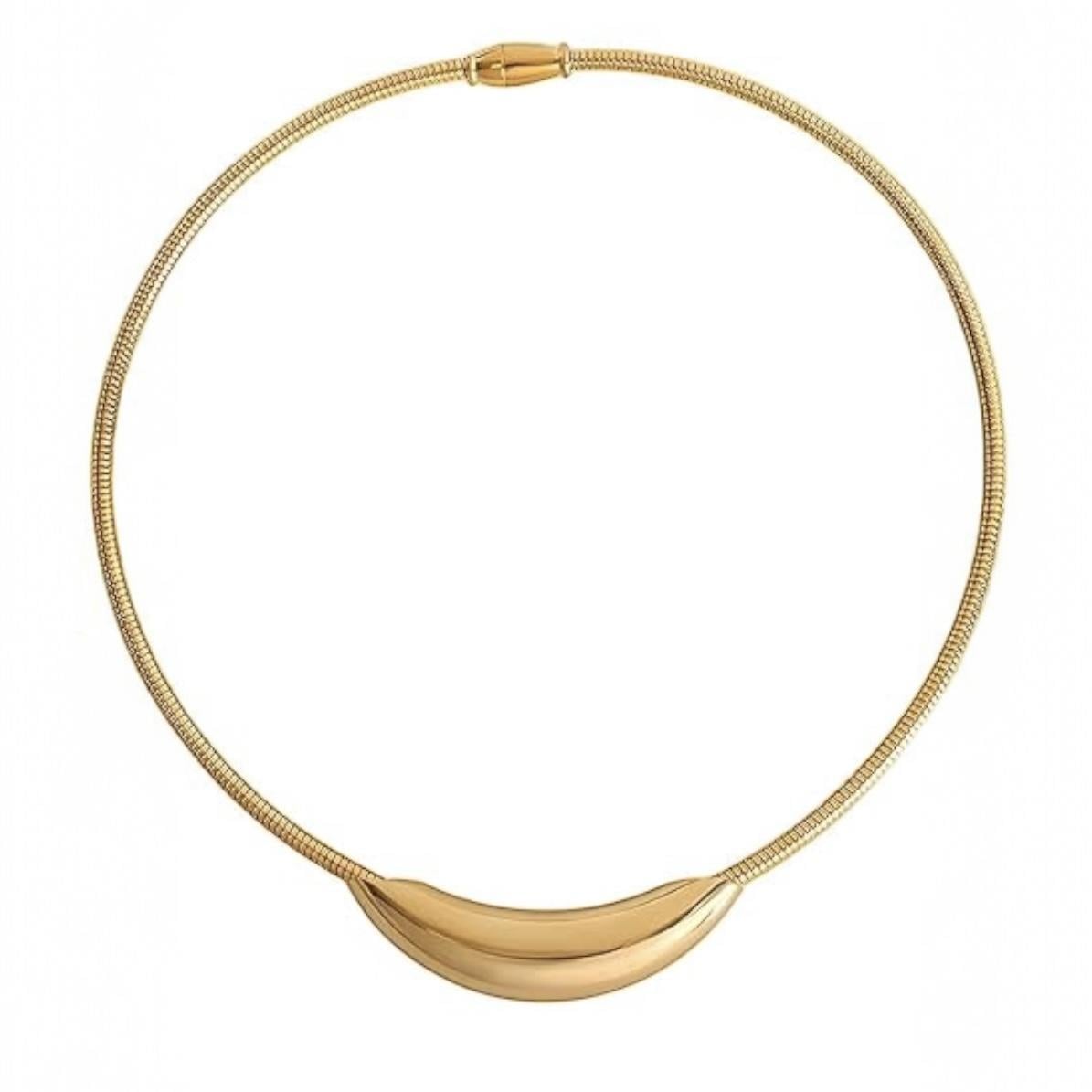 Çelik Bombeli Plaka Kolye (Gold)