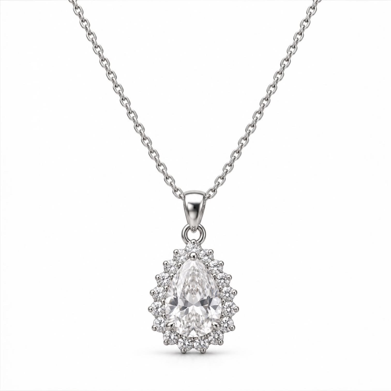 Damla Taşlı Silver Kolye