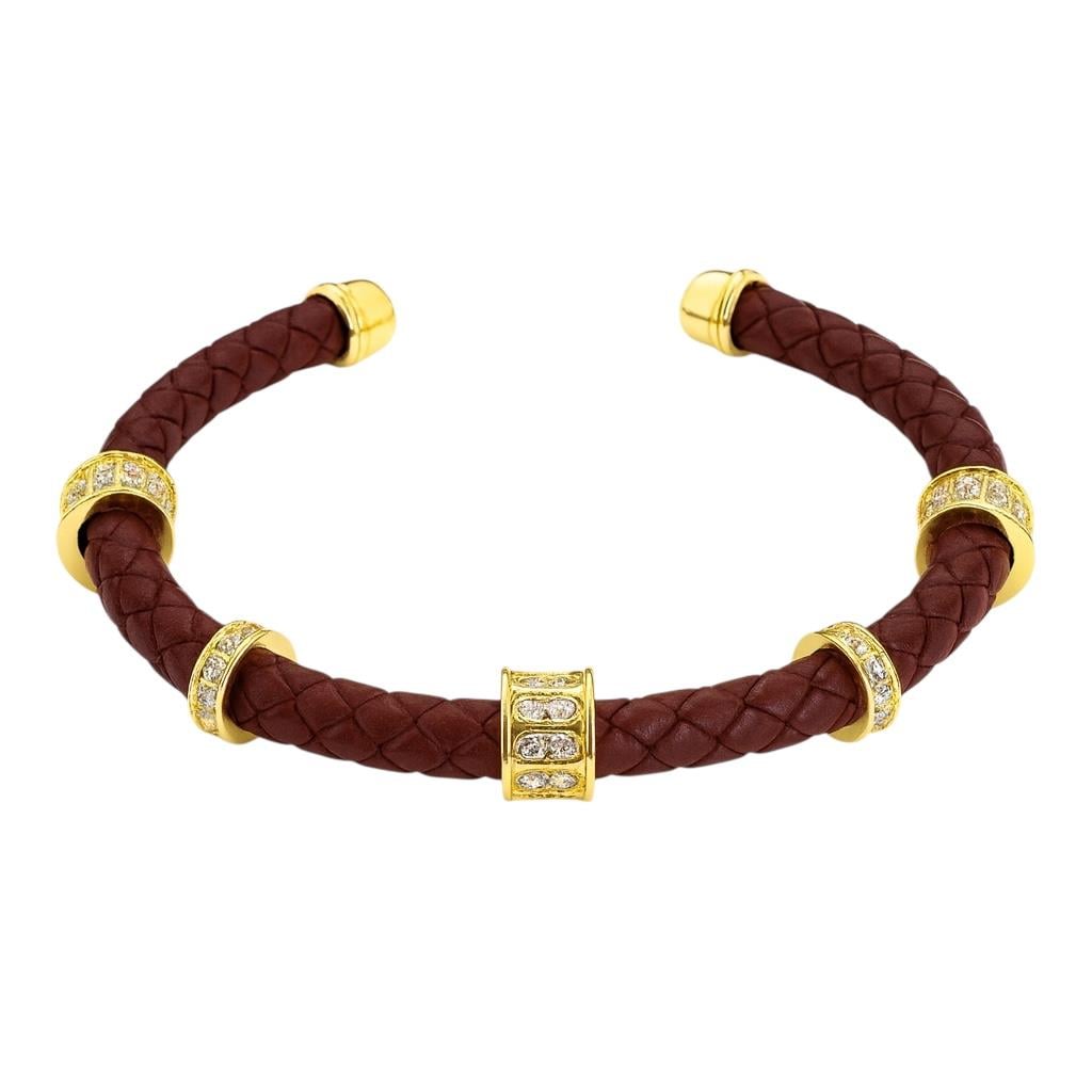 Deri Cuff Bordo Bileklik