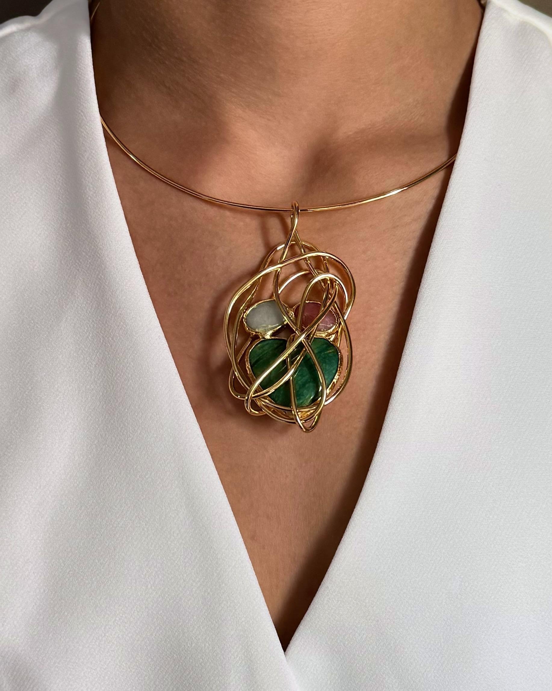 Doğal Taşlı Tel Choker