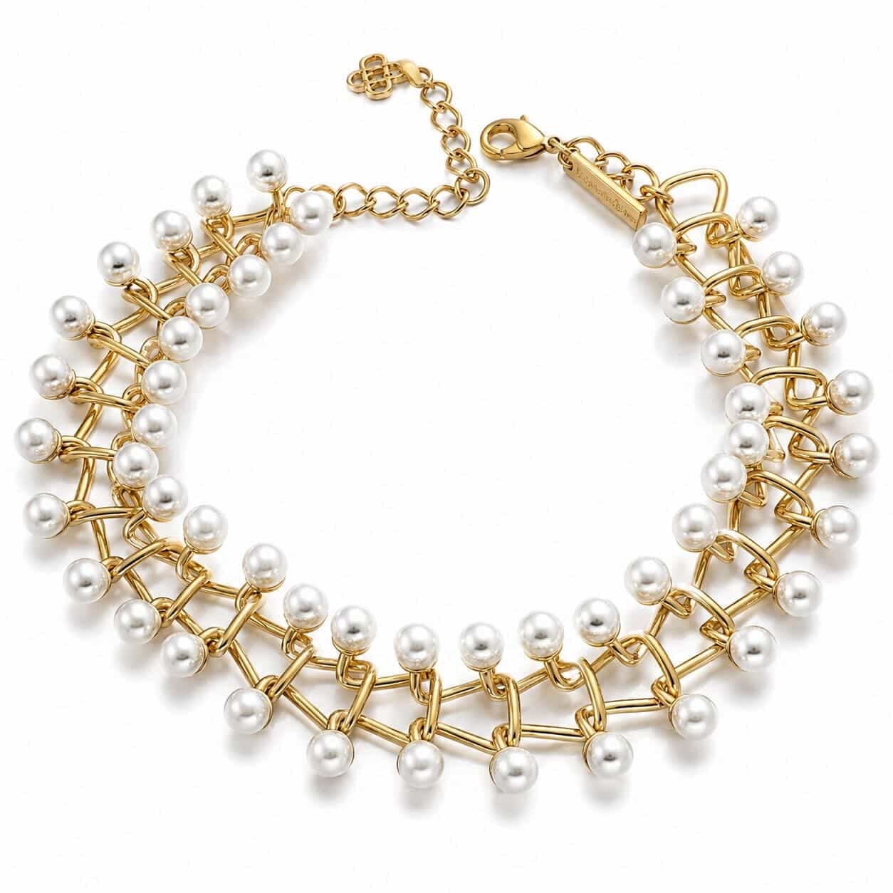 Geometrik Bağlantılı İnci Choker Kolye