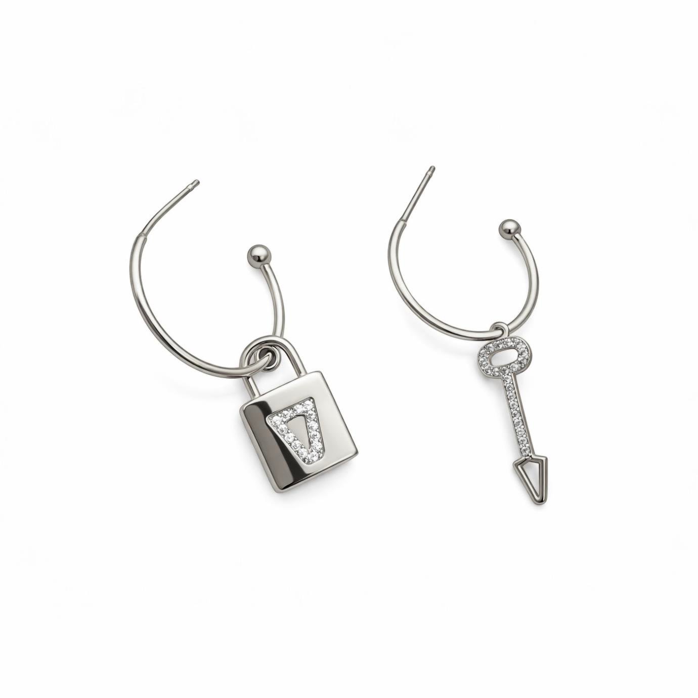Key Charm Silver Halka Küpe