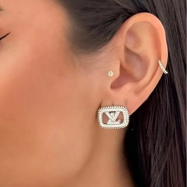 LV Gold Taşlı Küpe