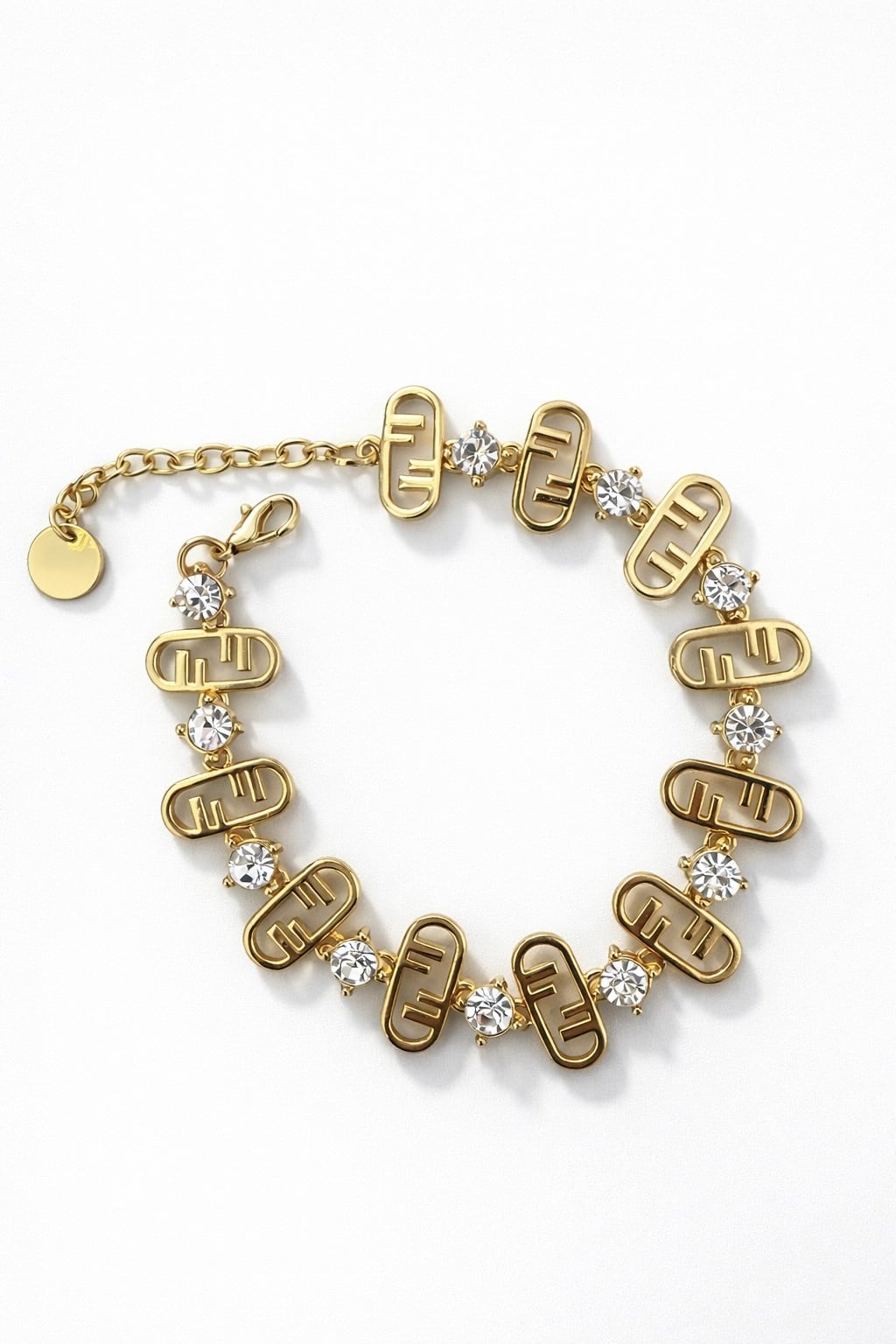 Marka Logolu Taşlı Gold Bileklik