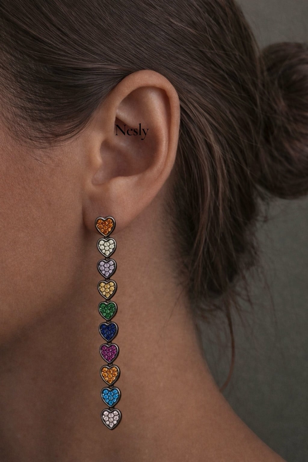 Rainbow Heart Sallantılı Küpe