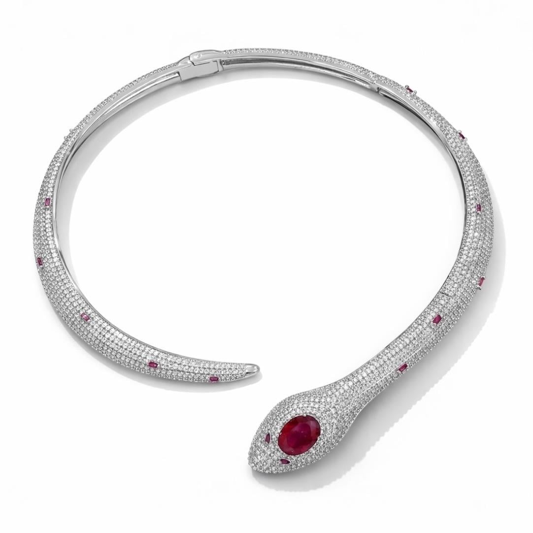 Serpente Luxe Kırmızı Taşlı Kolye