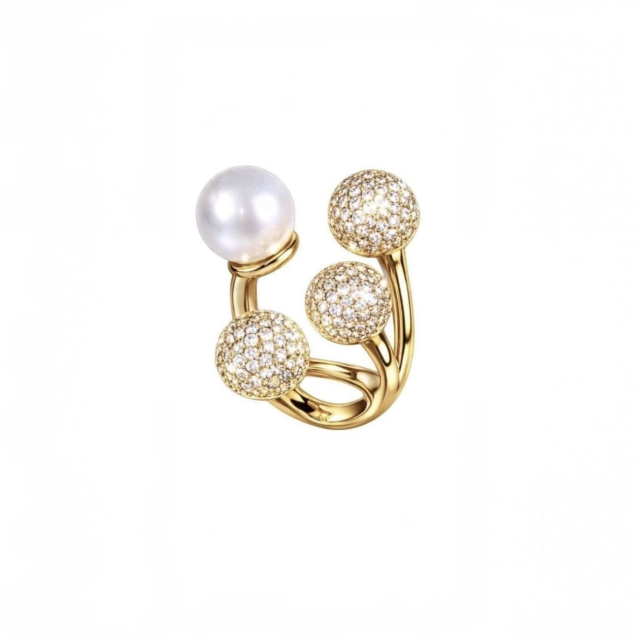 Tirio Pearl Ayarlanabilir Gold Yüzük