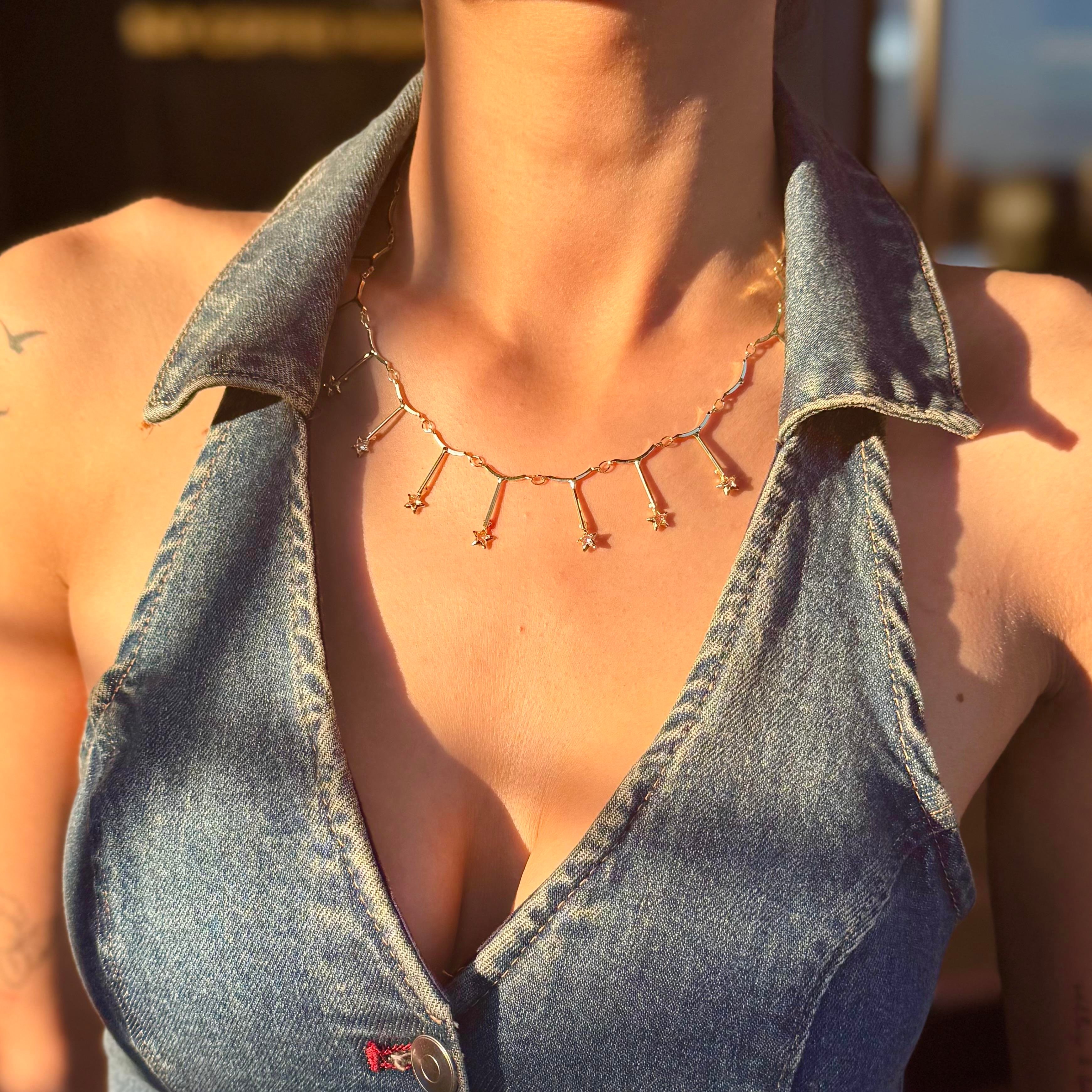 VIP Seri 14K Gold Yıldız Detay Kolye