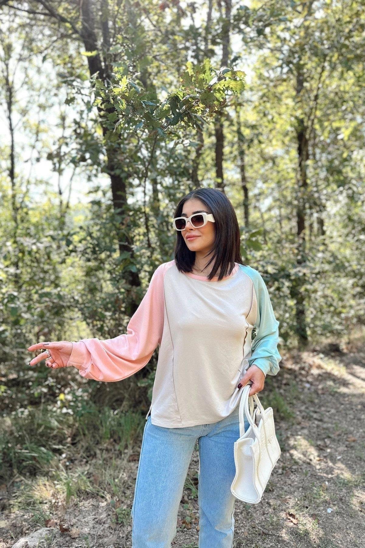 Bej Kadın Sweatshirt - 700-3472