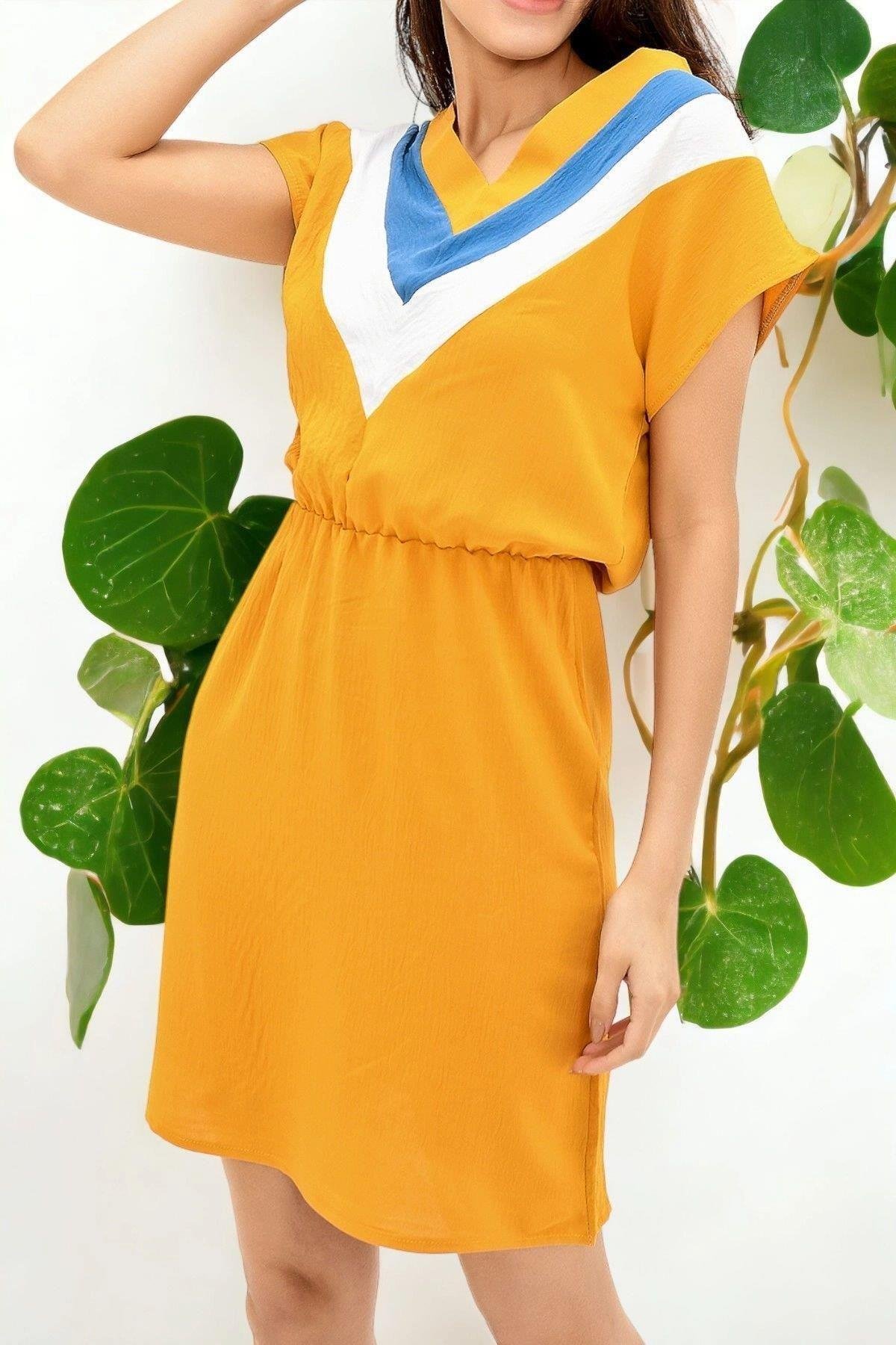 Hardal Kadın Mini Elbise - 700-2855