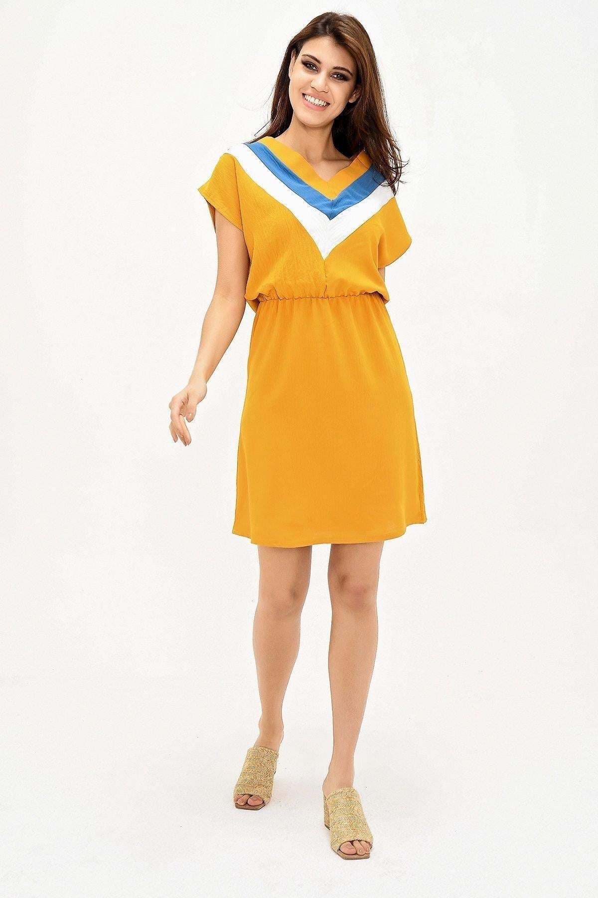 Hardal Kadın Mini Elbise - 700-2855