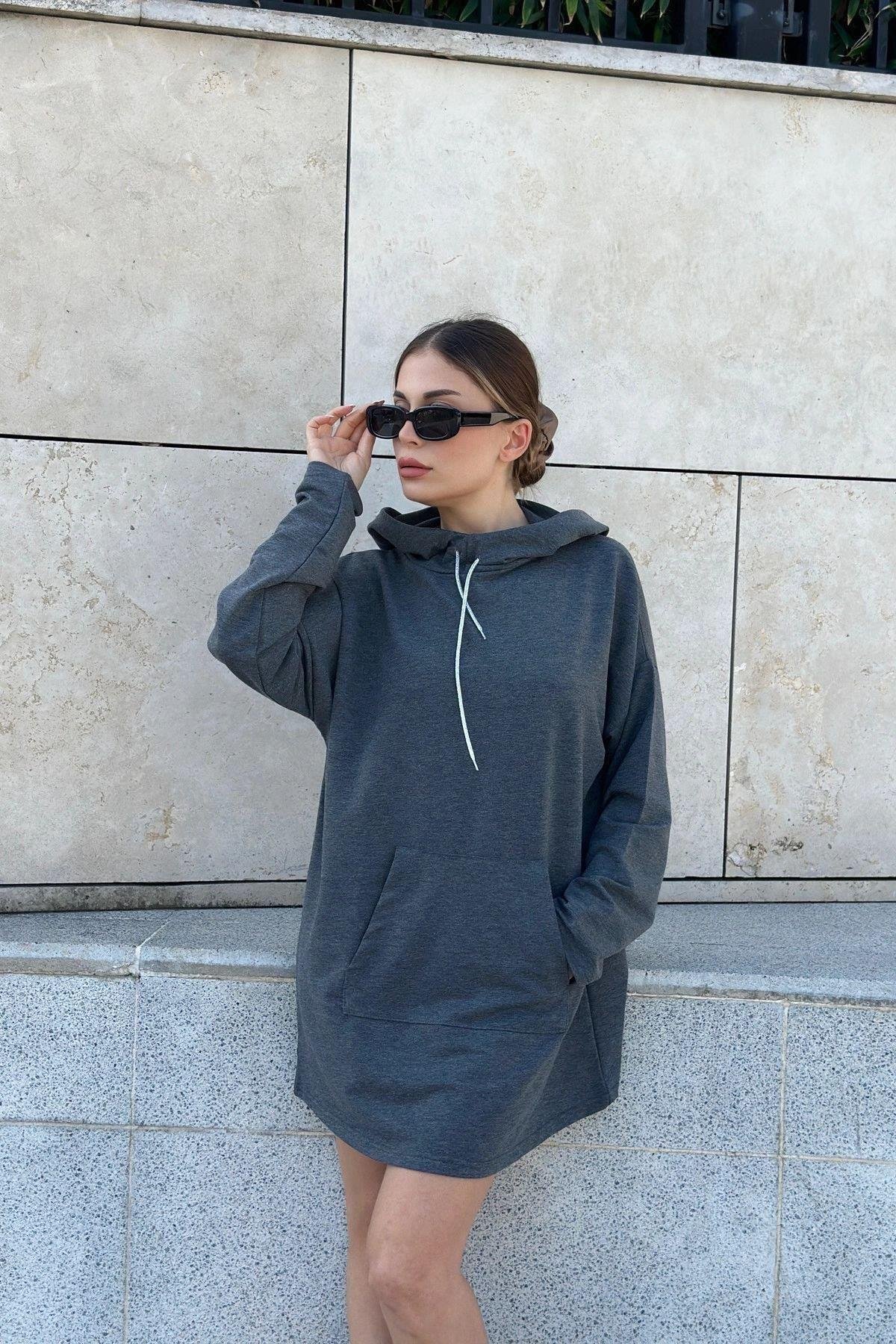 Kadın Antrasit Sweatshirt - 700-3476