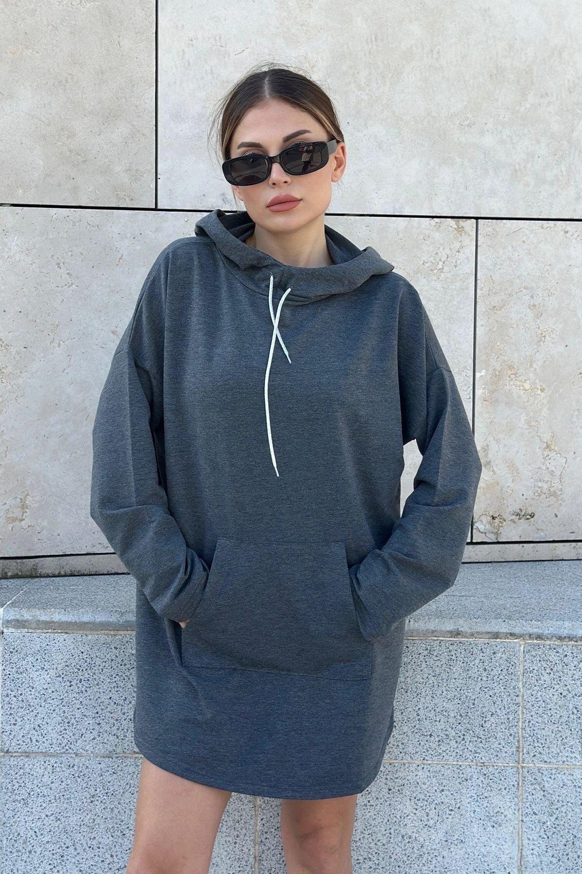 Kadın Antrasit Sweatshirt - 700-3476