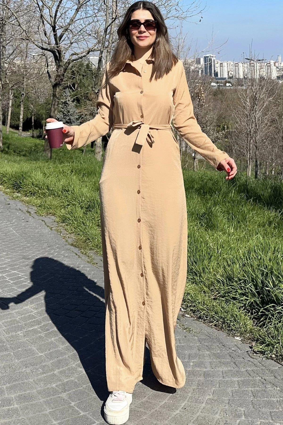 Kadın Bej Elbise - 700-3576