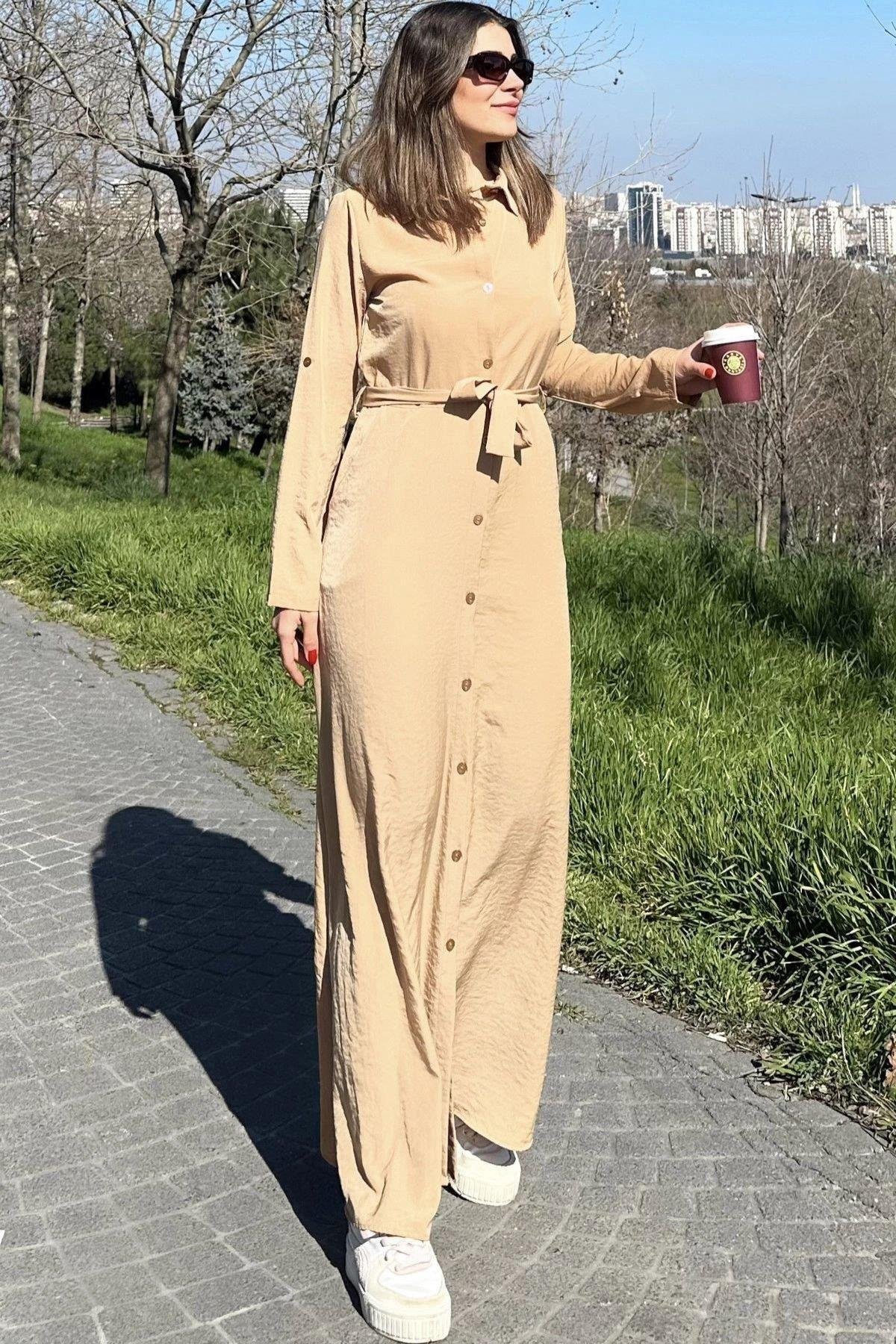 Kadın Bej Elbise - 700-3576