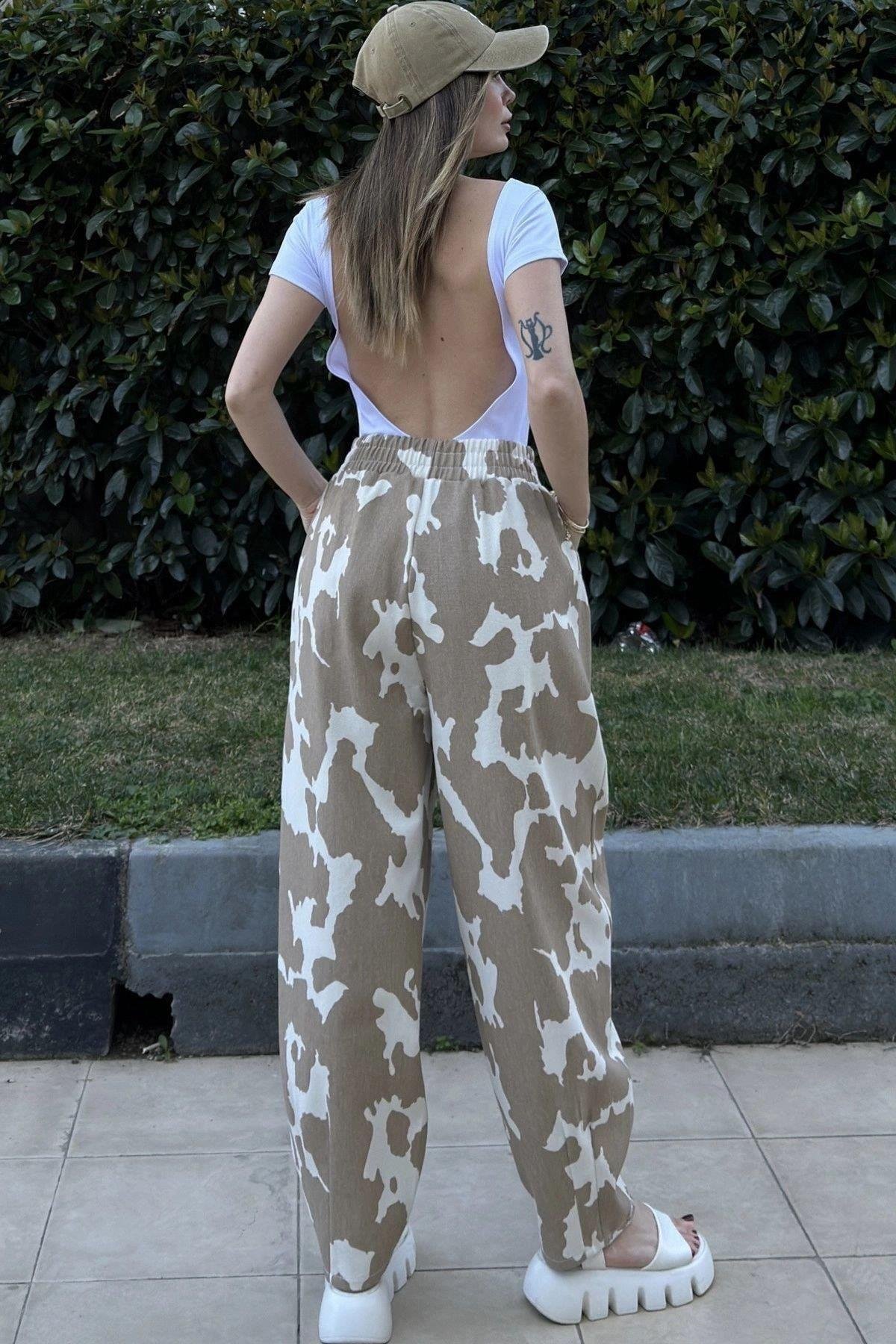Kadın Bej Gabardin Pantolon - 700-3548