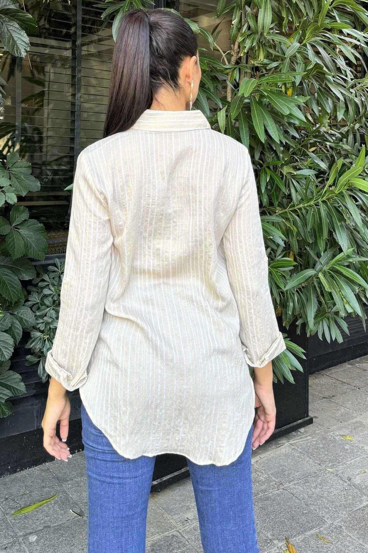 Kadın Bej Gömlek - 700-3266
