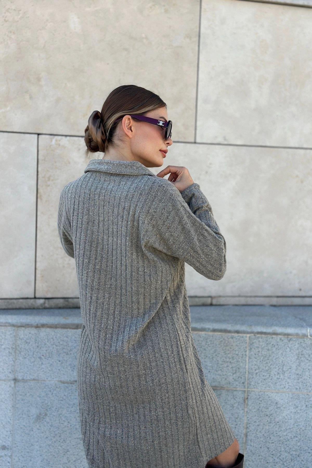 Kadın Bej Midi Elbise - 700-2988