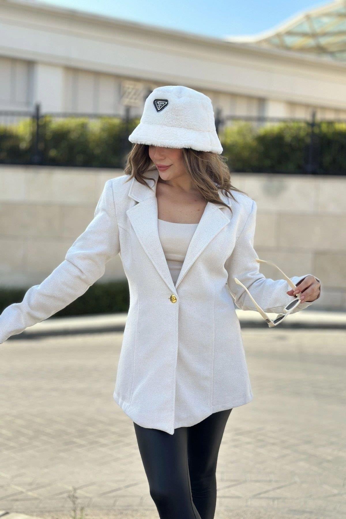 Kadın Beyaz Blazer - 700-3449