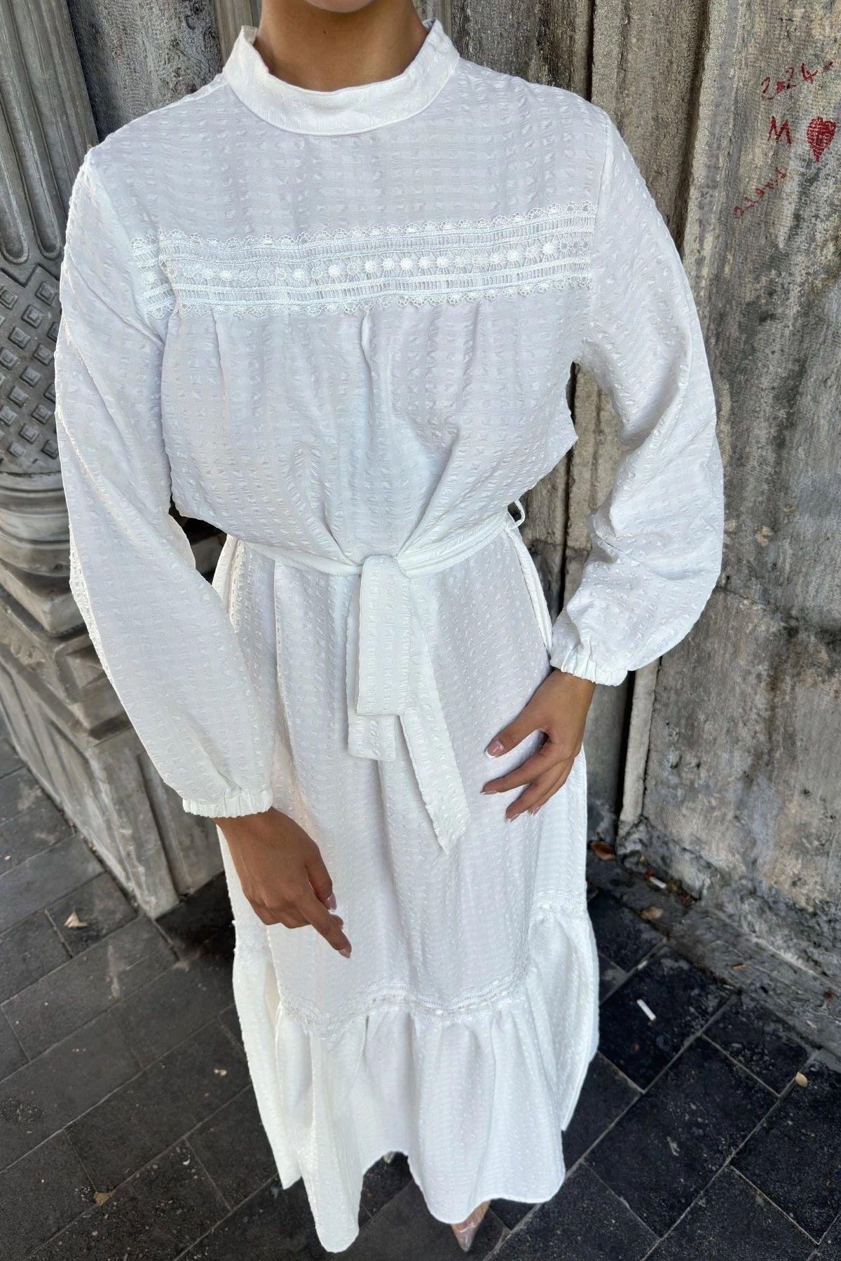 Kadın Beyaz Elbise - 700-3617