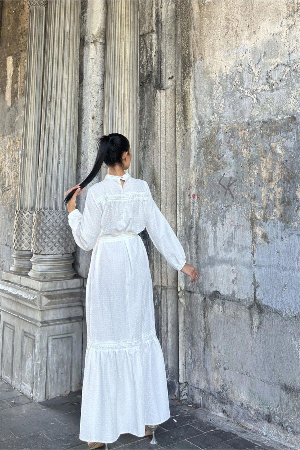 Kadın Beyaz Elbise - 700-3617