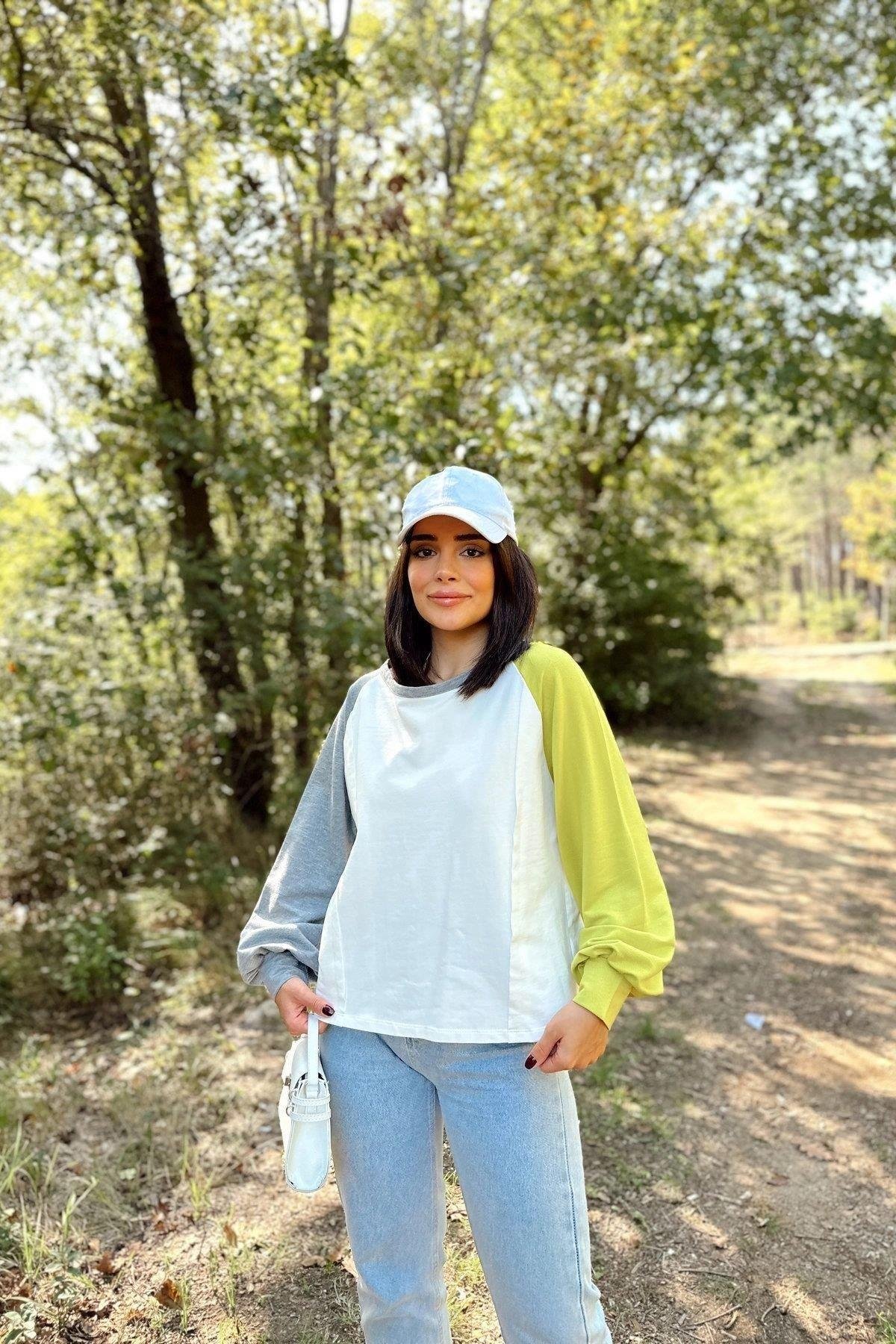 Kadın Beyaz Sweatshirt - 700-3472