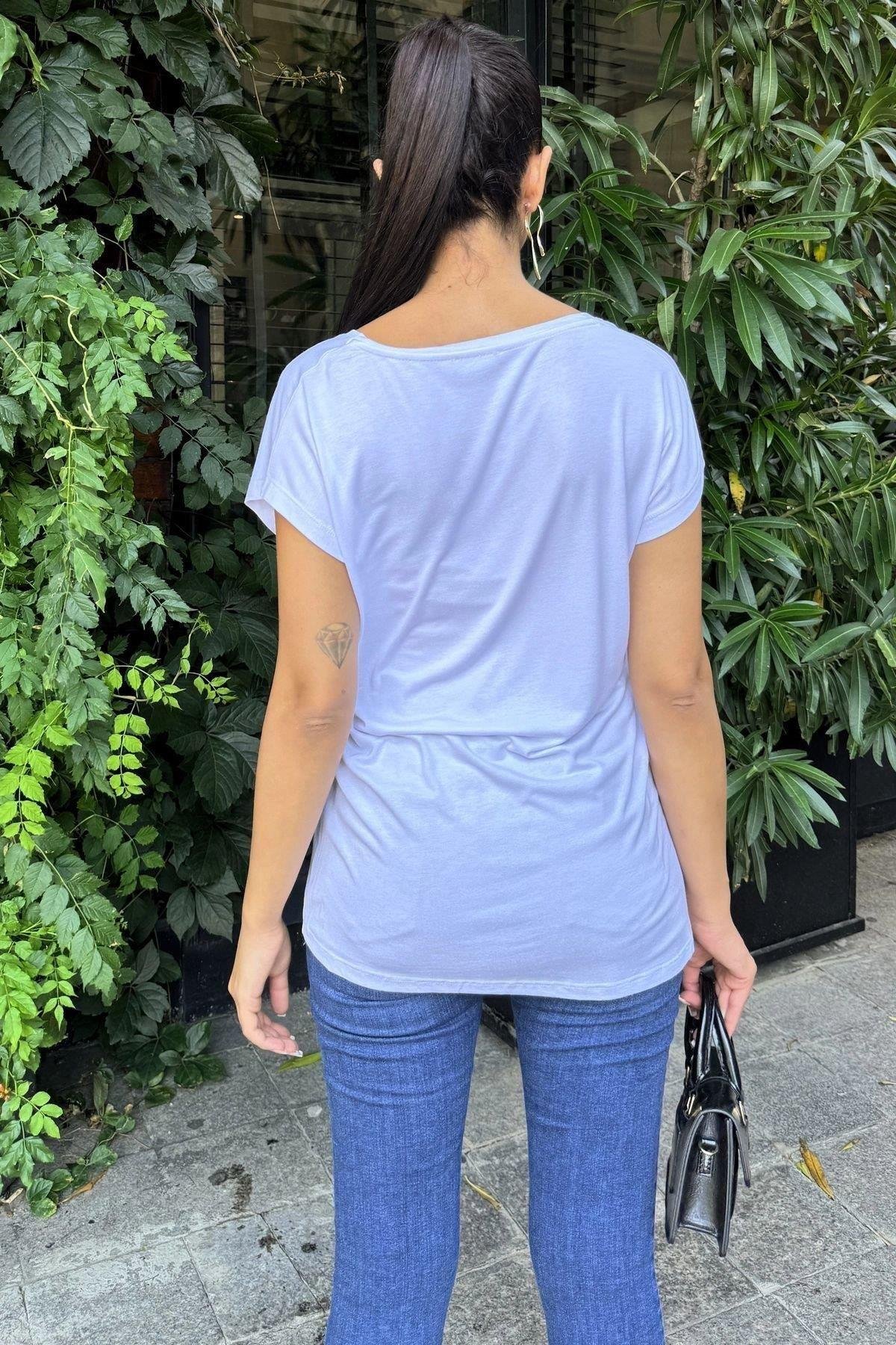 Kadın Beyaz T-Shirt - 700-K6075
