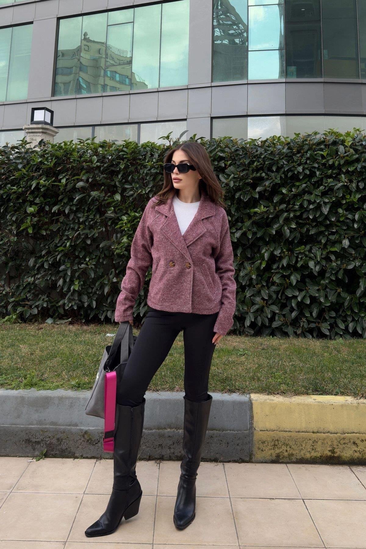 Kadın Bordo Ceket - 700-3529