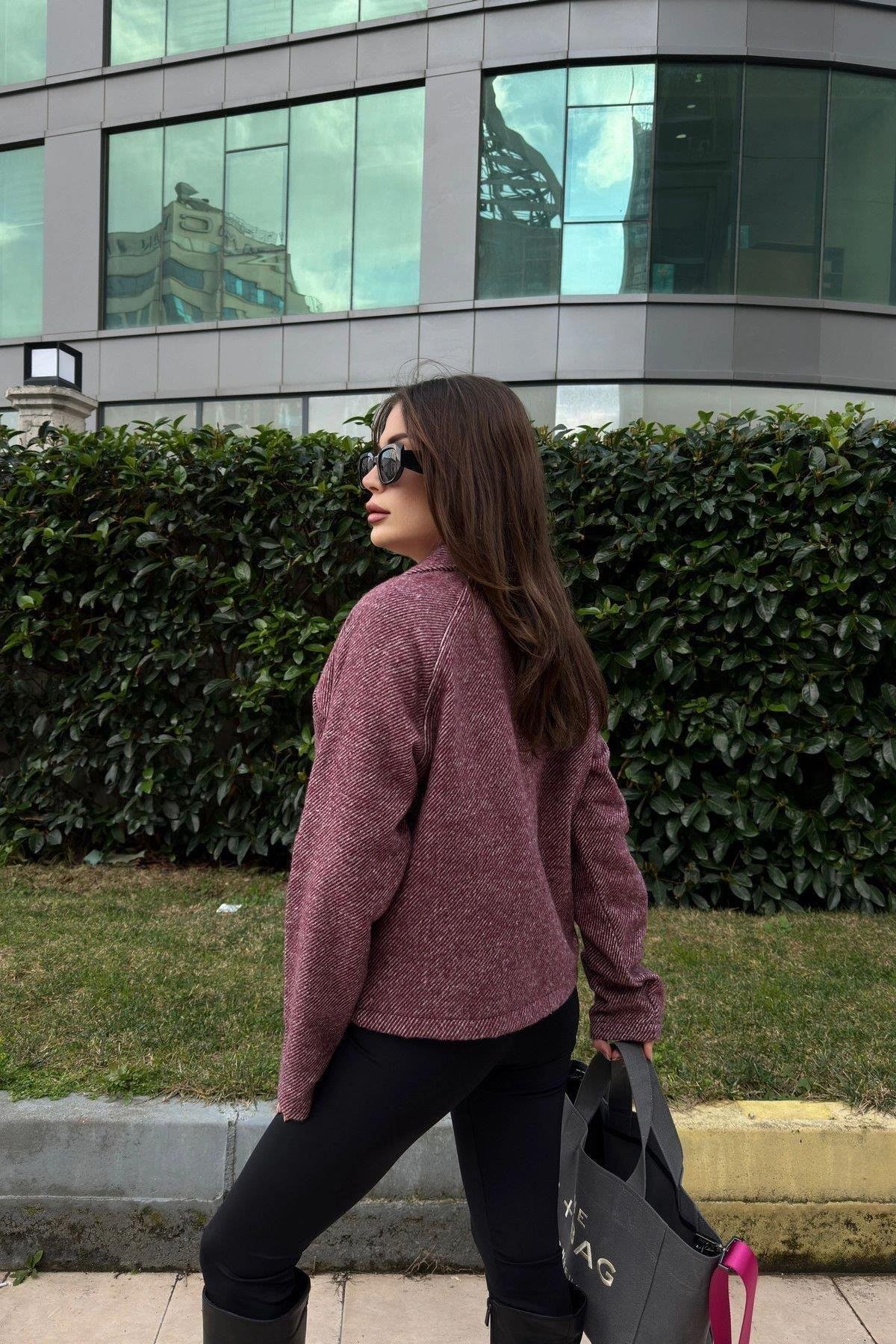 Kadın Bordo Ceket - 700-3529
