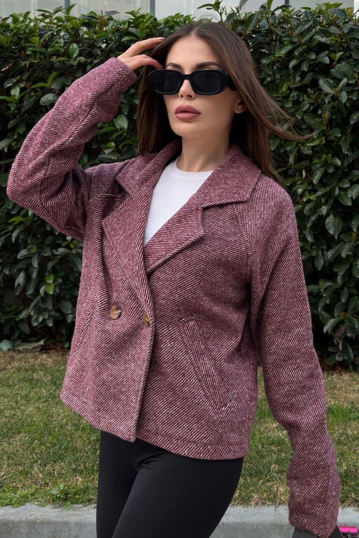 Kadın Bordo Ceket - 700-3529