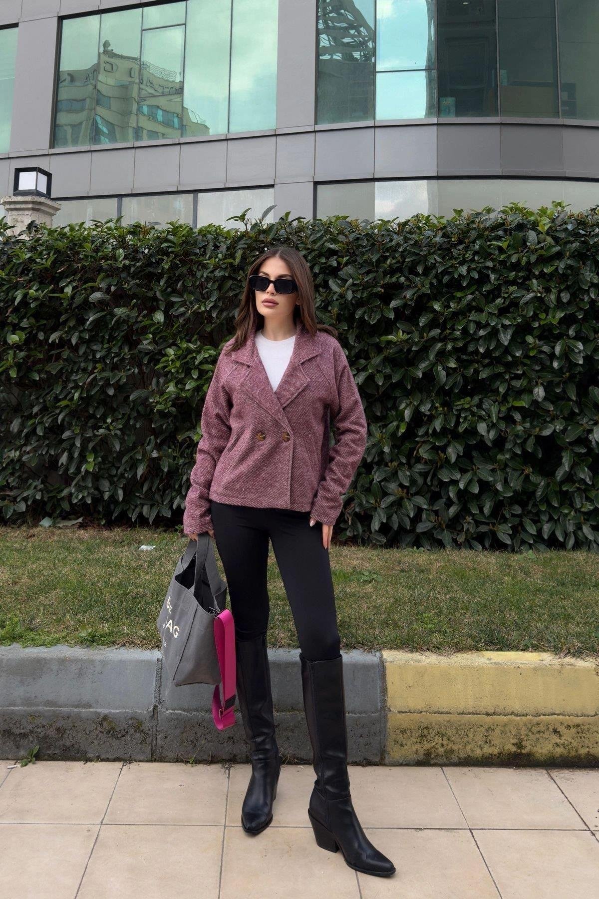 Kadın Bordo Ceket - 700-3529