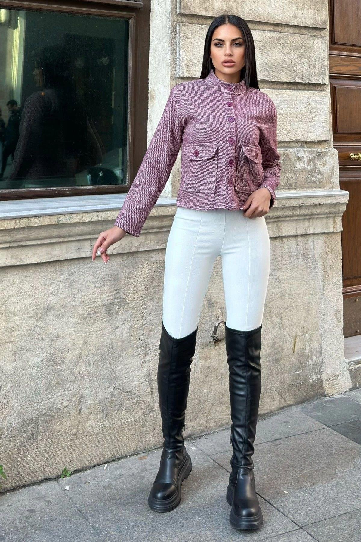 Kadın Bordo Ceket - 700-3681