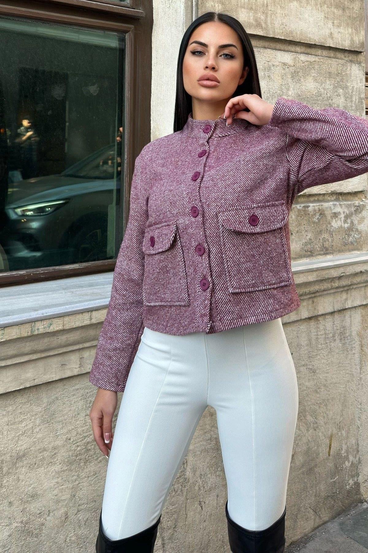 Kadın Bordo Ceket - 700-3681