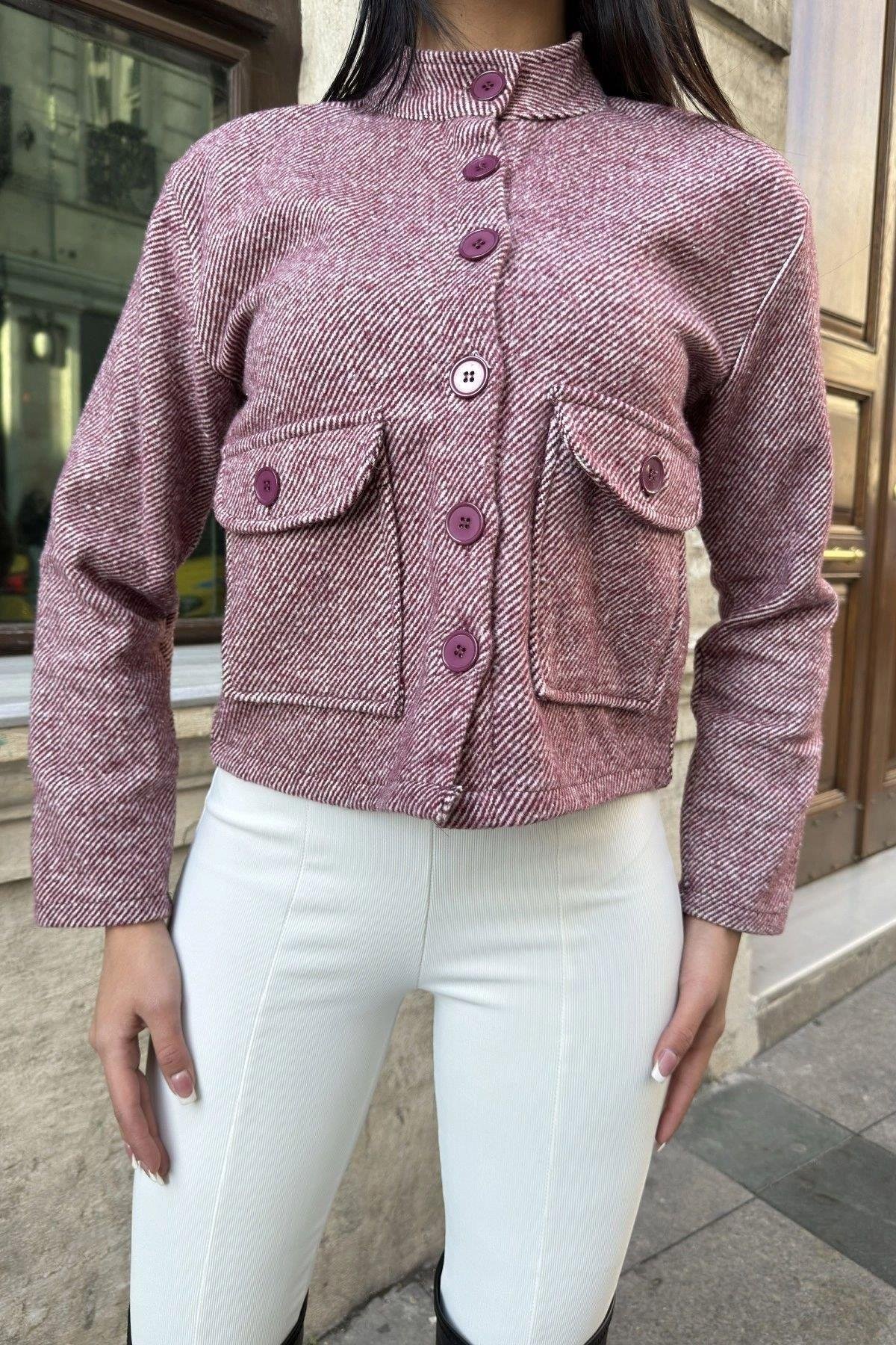 Kadın Bordo Ceket - 700-3681