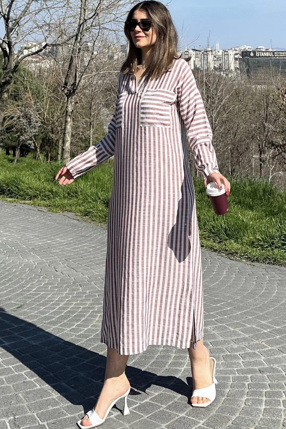 Kadın Bordo Elbise - 700-3579