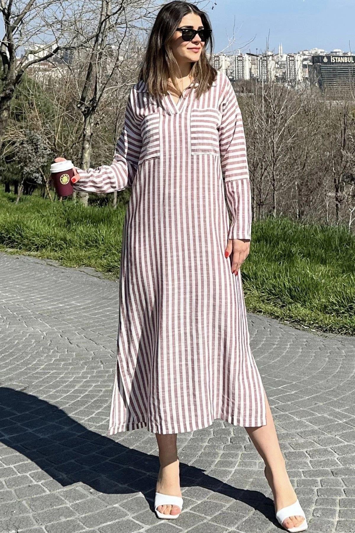 Kadın Bordo Elbise - 700-3579