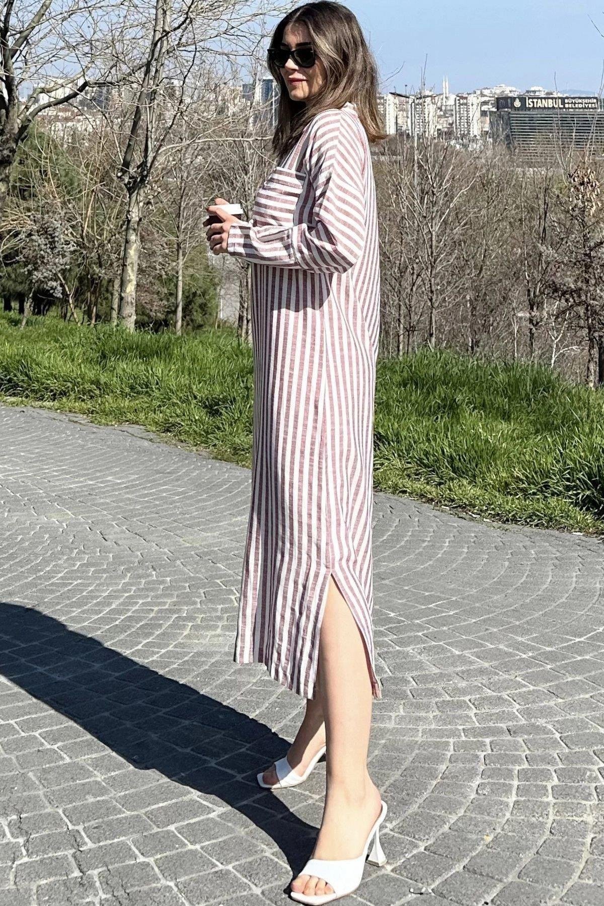Kadın Bordo Elbise - 700-3579