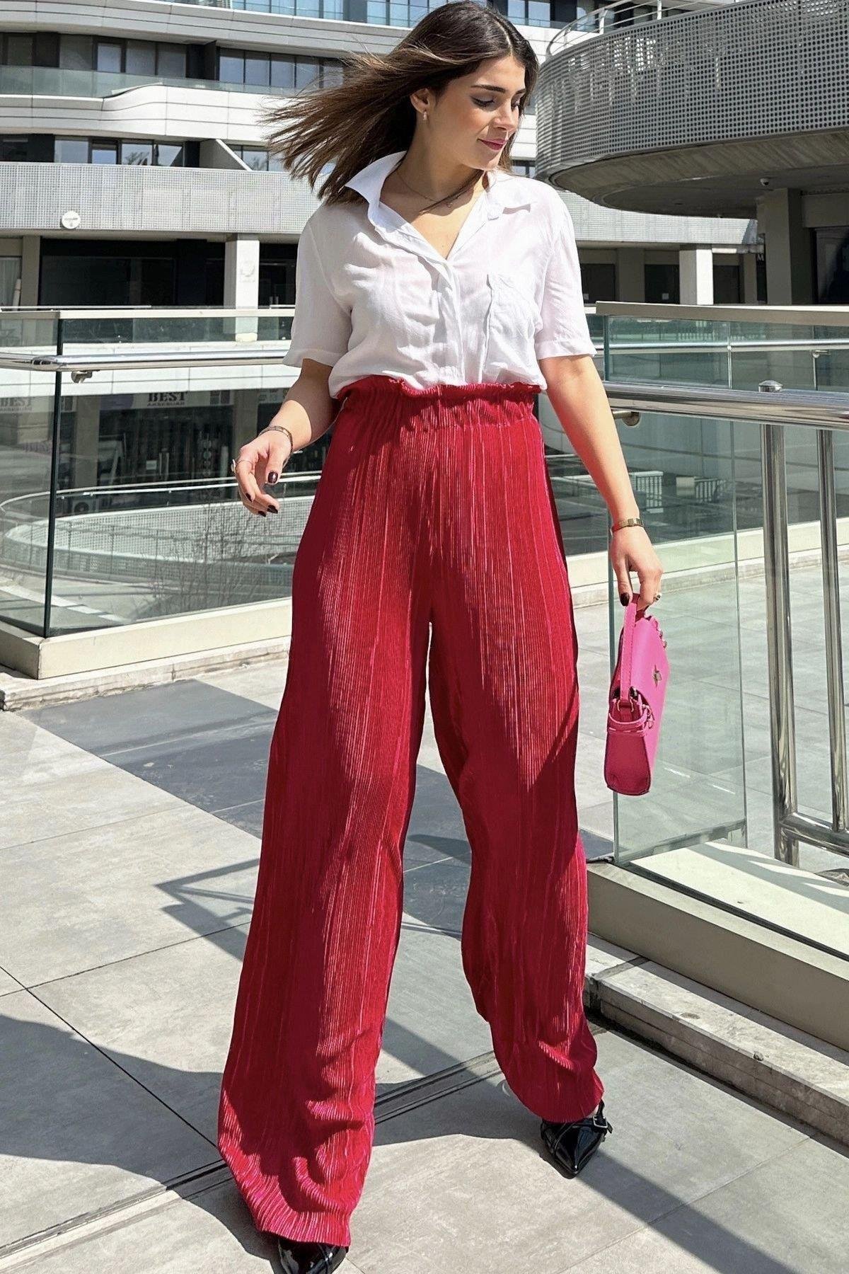 Kadın Bordo Pantolon - 700-3578